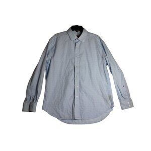 Robert Graham L/S Blue Button Down Flip Cuff Dress Shirt Mens XL